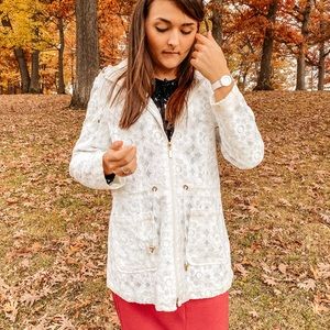 White Lace Charter Club Hooded Jacket